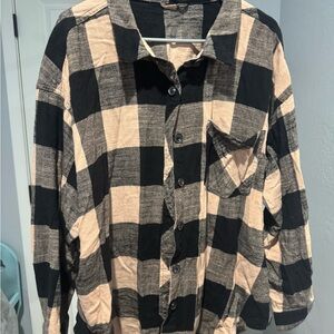 Maurices Black and Tan Plaid Button-Up Shirt